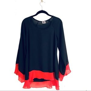 Chiffon Red & Black Tunic: Small